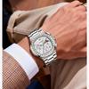 Men Square Diamond Bezel Quartz Watch Moon Phase Date Chronograph Luminous Waterproof Wrist Watch