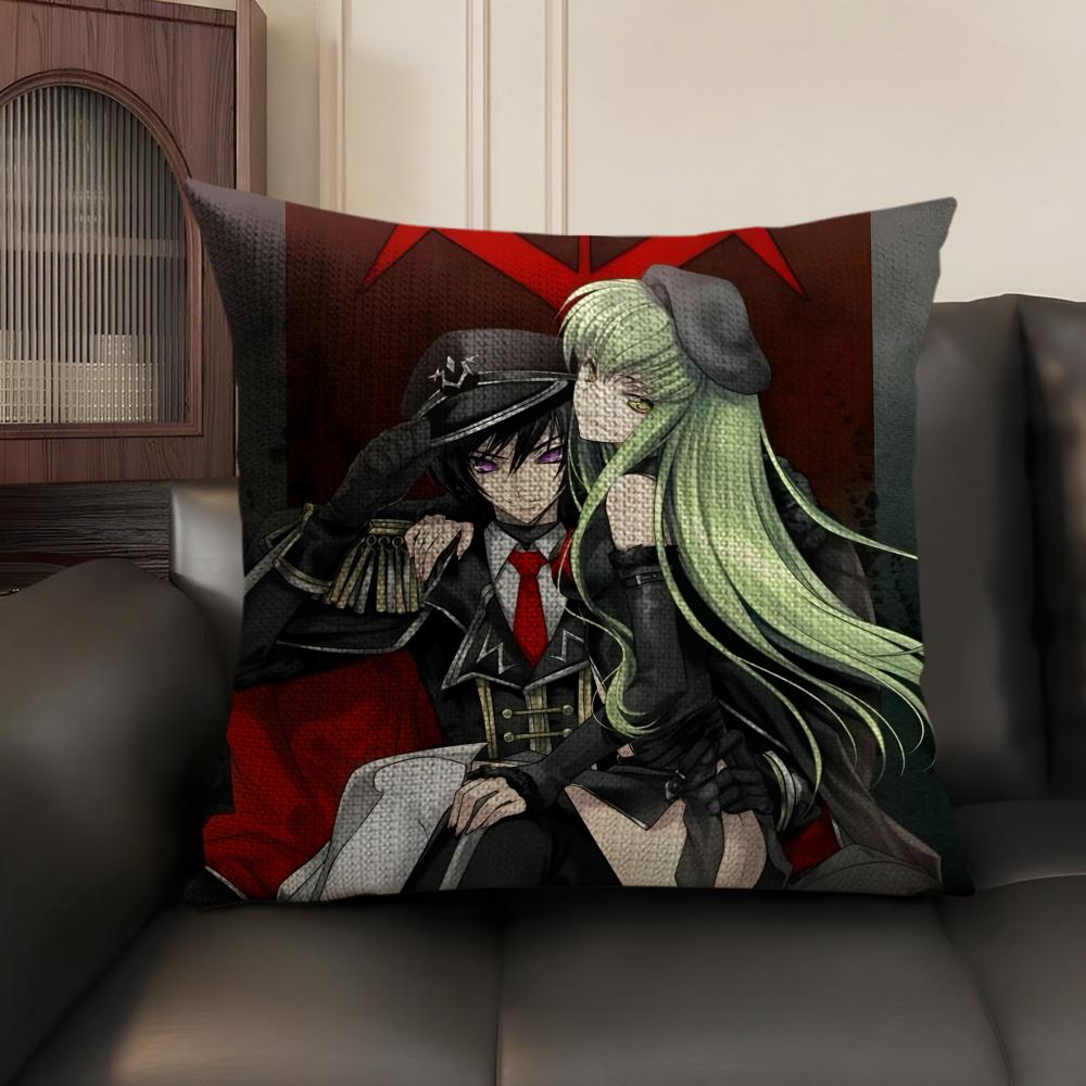 Classic Anime Code Geass Pillow Case Natural Linen Organic Fabric Double-Sided Printing Sofa Home Decor Gift Cushion Cover