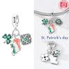 Authentic Copper Little Dwarf Pendant Lucky Fourleaf Shamrock Animal Figurine Bead Charms Compatible With Bracelets Diy Jewellery Gift Accessory