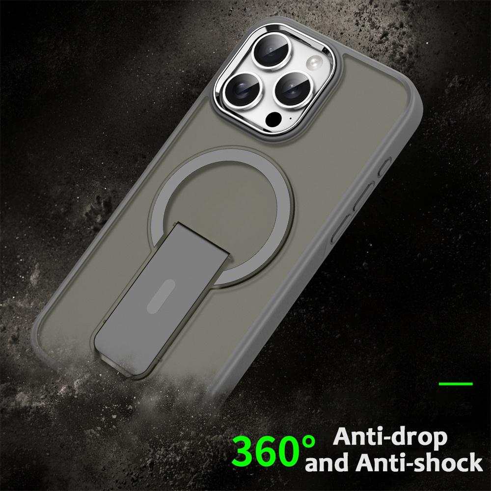 Luxury For Magnetic Folding Stand Magnetic Phone Case For iPhone 16 15 14 Plus 13 12 11 Pro Max Matte Translucent Back Cover Caps