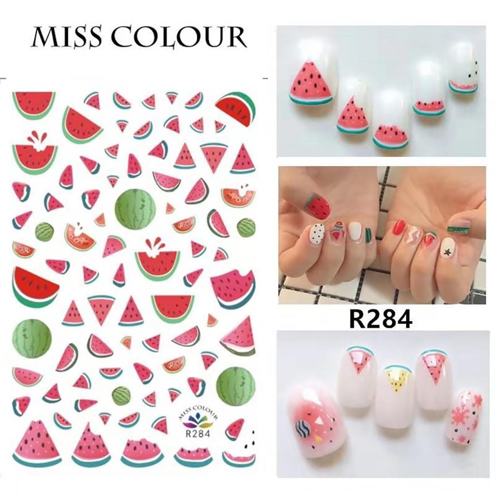 Water Transfer Fruit Sticker Rainbow Decals Summer DIY Manicure Decor
