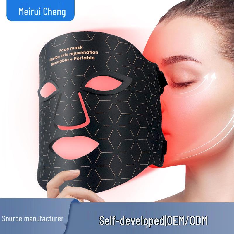Adjustable LED Photorejuvenation Face Mask: Home Beauty Device with Silicone Panel