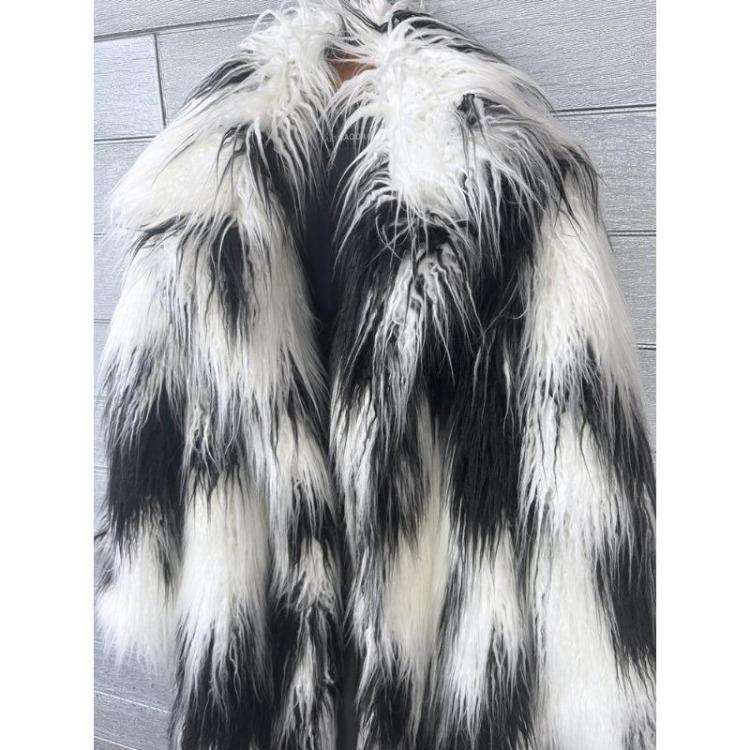Winter Women's Imitation Fur Coat Fluffy Beach Wool Jacquard Colored Extended Suit Collar Jacket