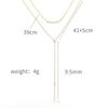 Wind Fashion Simple Double Fringed Pearl Necklace Women'S 18K Gold Titanium Steel Collarbone Chain Exquisite