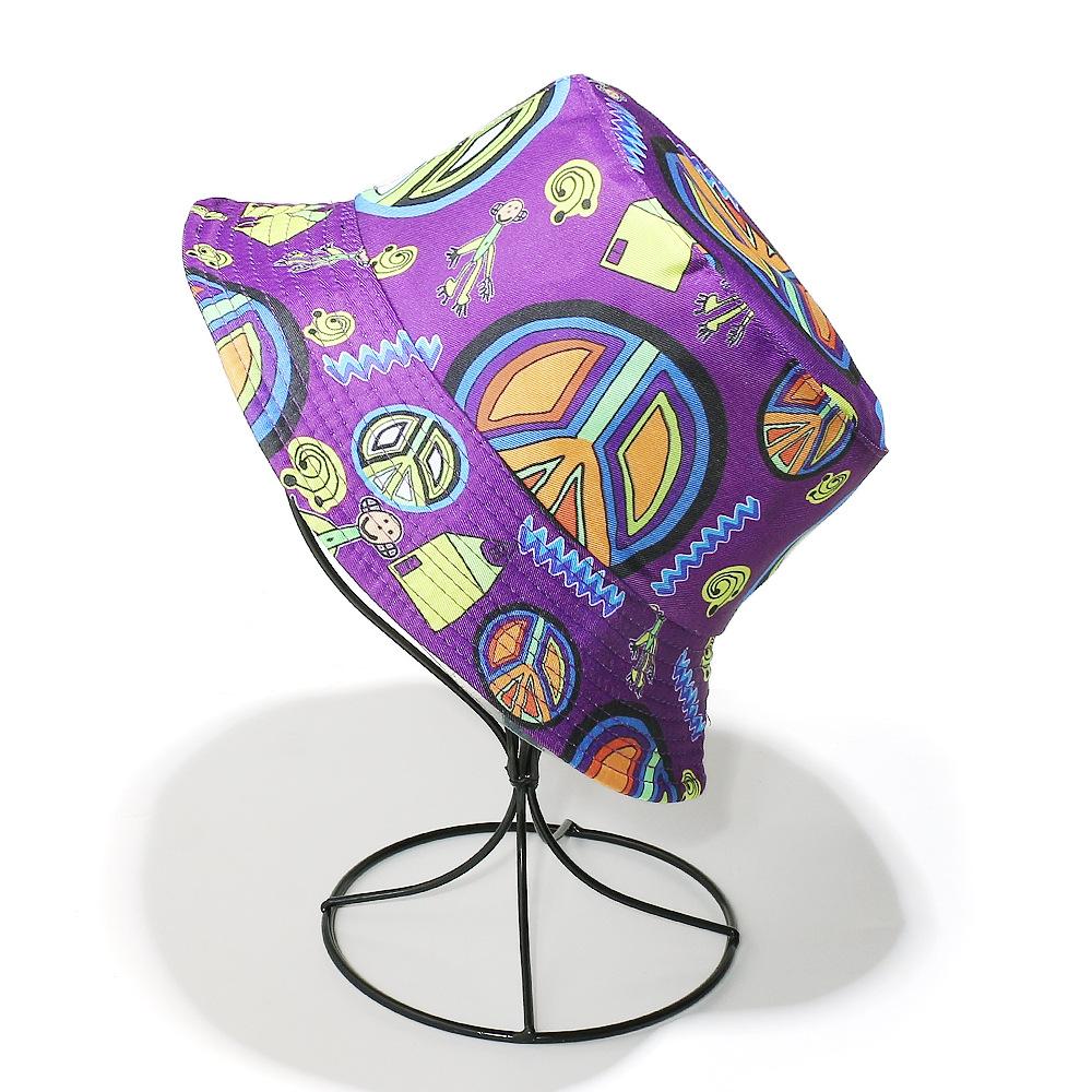 Spring and summer new sunshade sunscreen sun hat female peace symbol cartoon printing bucket hat men and women
