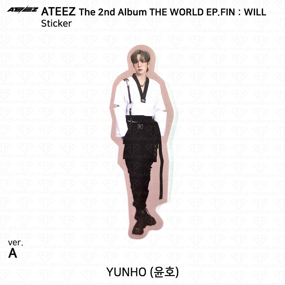 

ATEEZ The 2nd Album WORLD EP.FIN WILL Наклейка для фотокарты Версия A. КПОП К-ПОП Yunho - Sticker