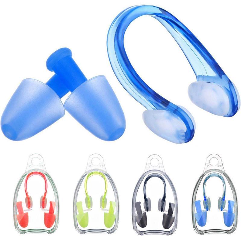 Soft Silicone Swimming Nose Clips + 2 Ear Plugs Earplugs Set Water Sports Swimming Nose Plugs Earplugs for Adults Kids