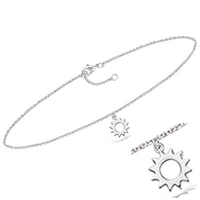 [Q8230] - Silver Ankle Chain 'Sun' Silver (rhodium-plated) - 25 Cm 10 Mm