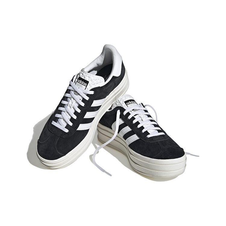 adidas Originals GAZELLE BOLD Suede Low Top Skateboard Shoes Women's Black White HQ6912