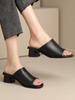 Shoes for Women 2024 Black Job Woman Slippers with Heel Slides Open Toe Sandals Leather Summer B Shoe on Offer Casual Non Slip W