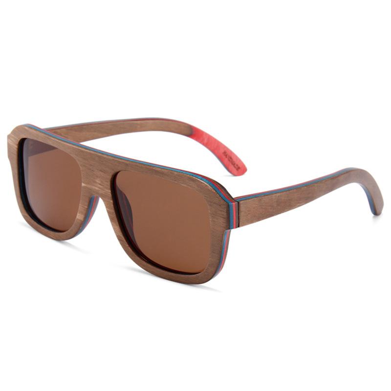 Classic Retro Full Wood Sunglasses Bamboo Wood Layer Polarized Sunglasses Minimalist Decor Wooden Sun Glasses for Men Women Bamboo&coffee