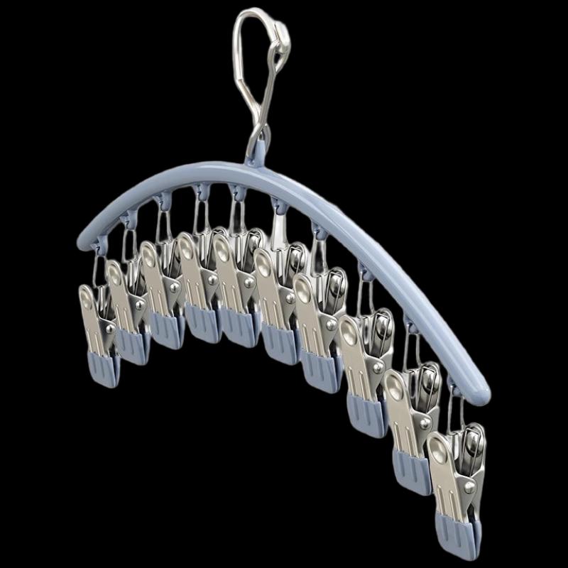 Stainless Steel Multi-Clip Windproof Sock Hanger