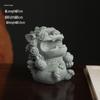 Qilin Green Sandstone Lion Statue Pen Holder Creative Desk Ornament