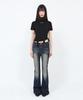 SECONDSALT Shirred Choker Half-Neck T-Shirt (Black)