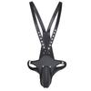 Men's SM Leather Double Shoulder Strap Pants with Erotic Birdcage Restraint
