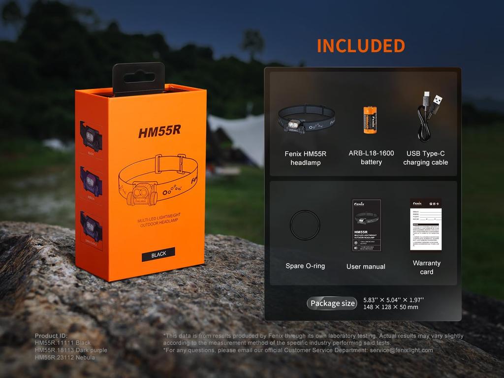 Fenix HM55R Maks 1200 Aluminium IP68 Kompakt og for Arbeid i Utendørs og Sti-løping Hodelykt, Lumen, Type-C Oppladbar, Konstruksjon,