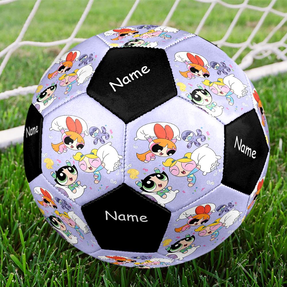 Custom Name The Powerpuff Girls Theme Size 5 Soccer Ball, Suitable for Both Indoor and Outdoor Matches, a Gift Suitable for Everyone.
