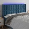 3124540 vidaXL LED Headboard Dark Blue 163x16x118-128 Cm Velvet