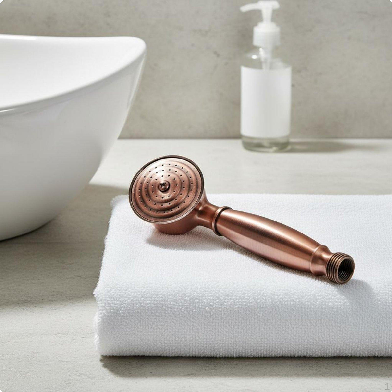 Handheld Shower Nozzle Traditional Design Ergonomic Handle Red Copper
