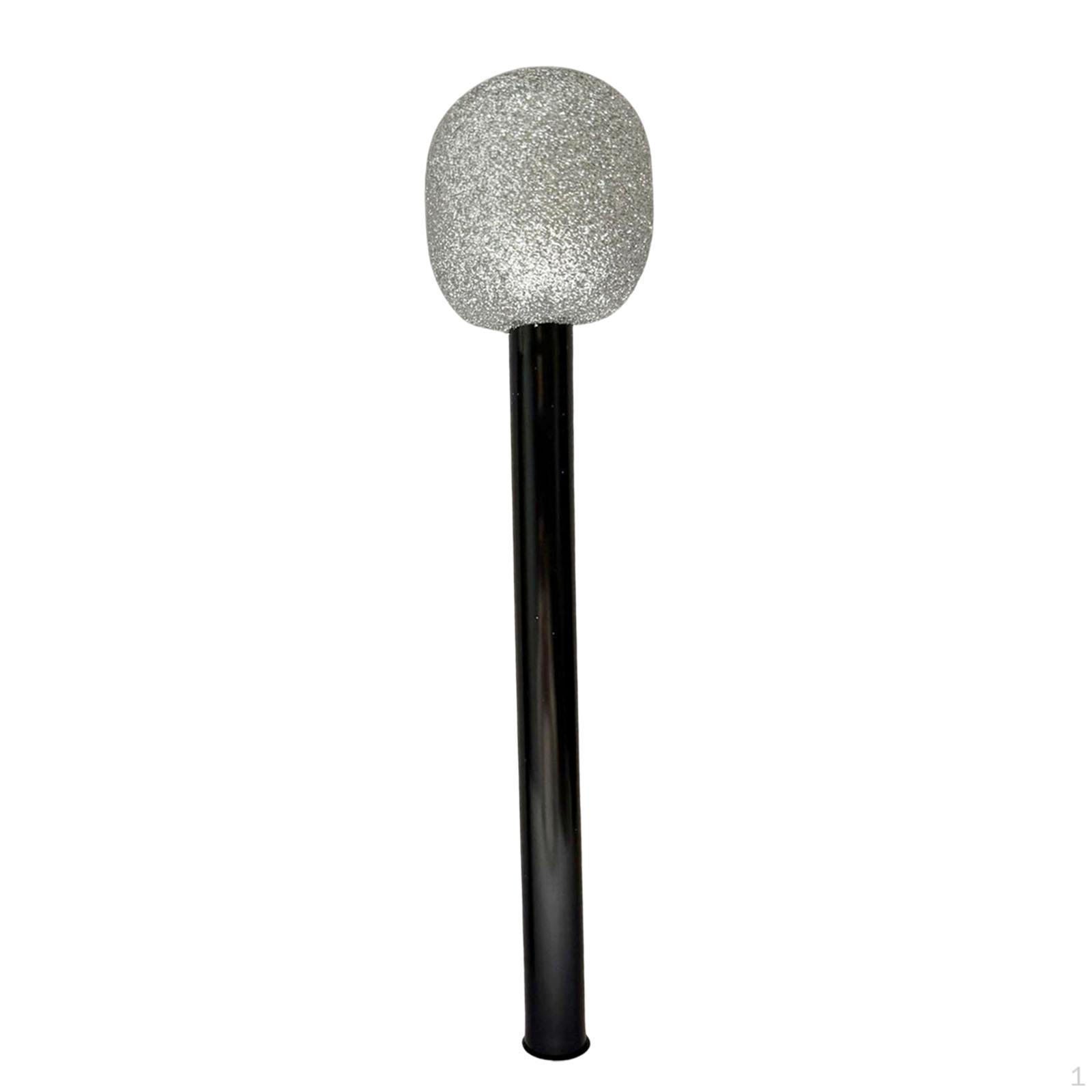 

Costume Prop, Stage Costume, Microphone Party Supplies, Model, Toy for Teenagers, Journalist Silver Black
