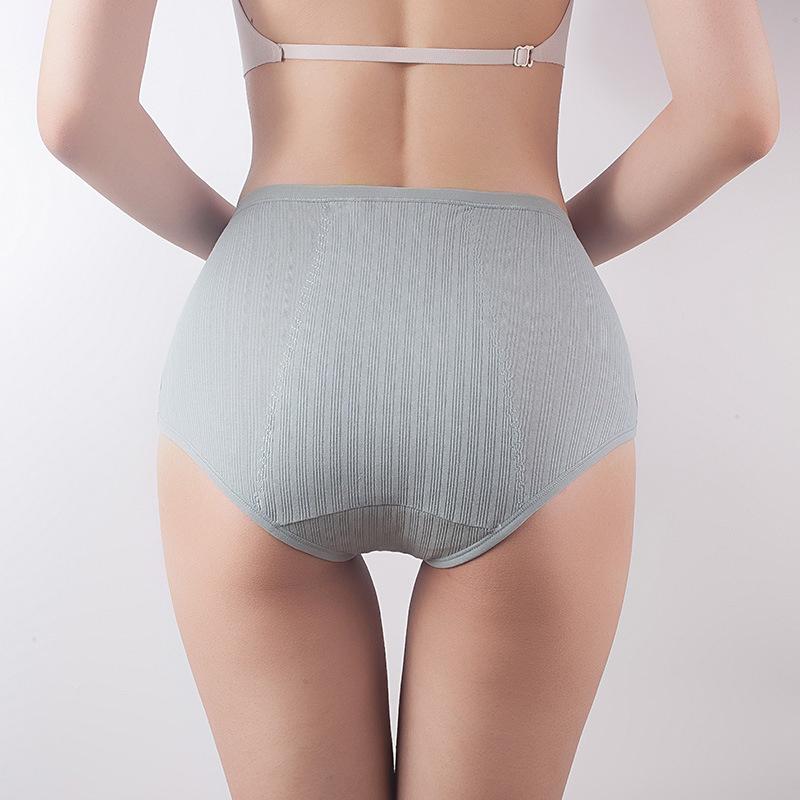 Women's High Waist Period Panties, Leakproof Breathable Briefs, Solid Color Stretchy Menstrual Underwear