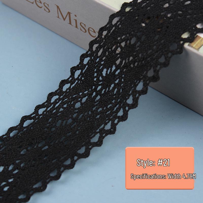 Black Pure Cotton Lace Trim for Clothing and Curtains