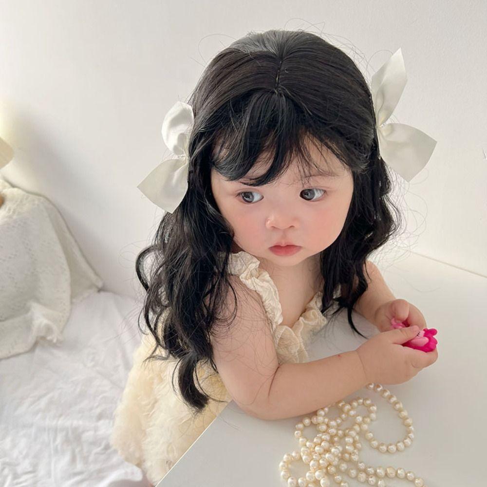 Newborn Baby Headwear Fluffy Toddler Neat Bang Long Straight Hair Baby Hair Wig Short Bob Wig