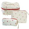 3Pcs Quilted Cosmetic Bag Makeup Bag Set Cotton Makeup Organizer Storage Bag Cosmetic Organizer Case for Women and Girls