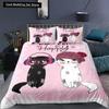3PCS Single-sided Printed Bedding Set ,Comforter Cartoon Cute Cat Duvet Bedding Cover Pillows Comfortable Bedspreads BeddingSet