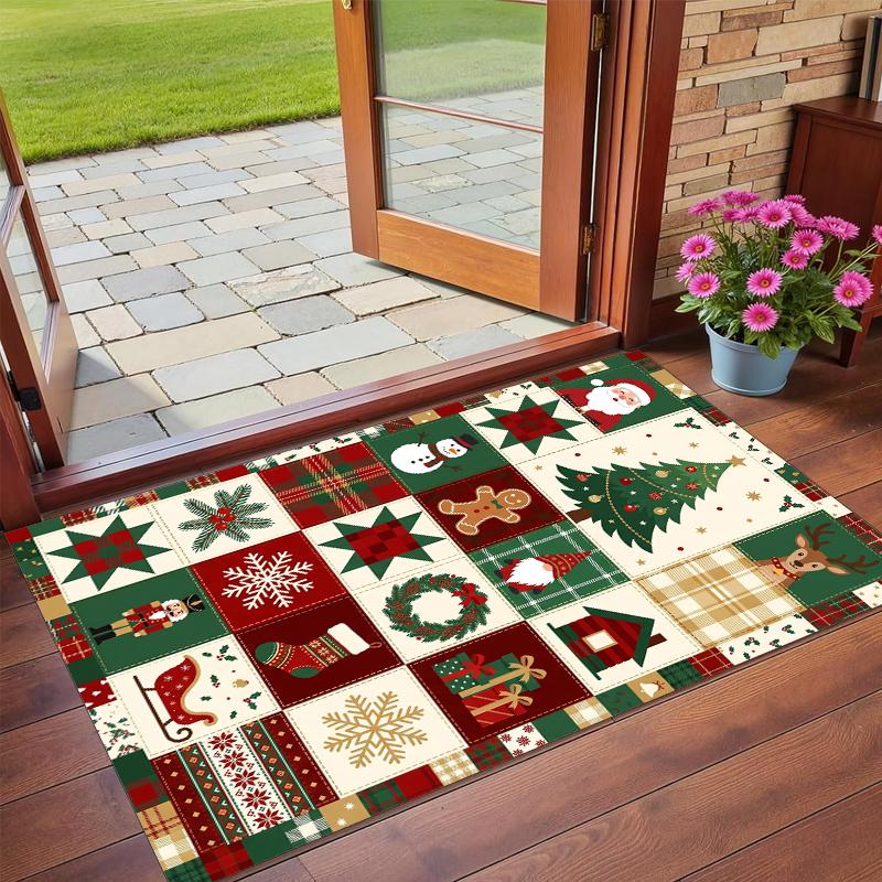 Christmas Printed Square Area Rug Soft Non Slip Floor Carpet For Bedroom Holiday Gift