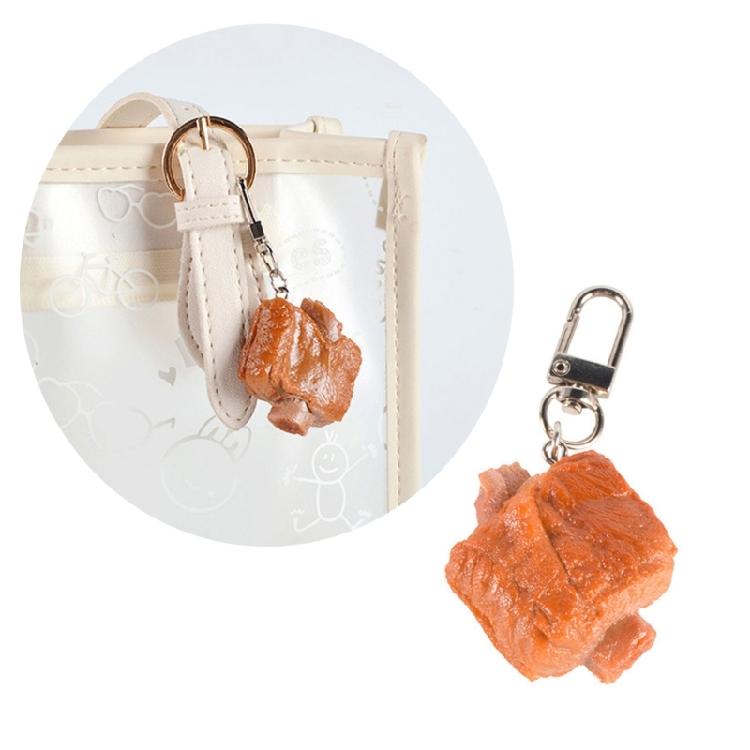 Fashionable Keyring Pork Rib Pendant Keychain Simulated Food Keyrings Jewelry