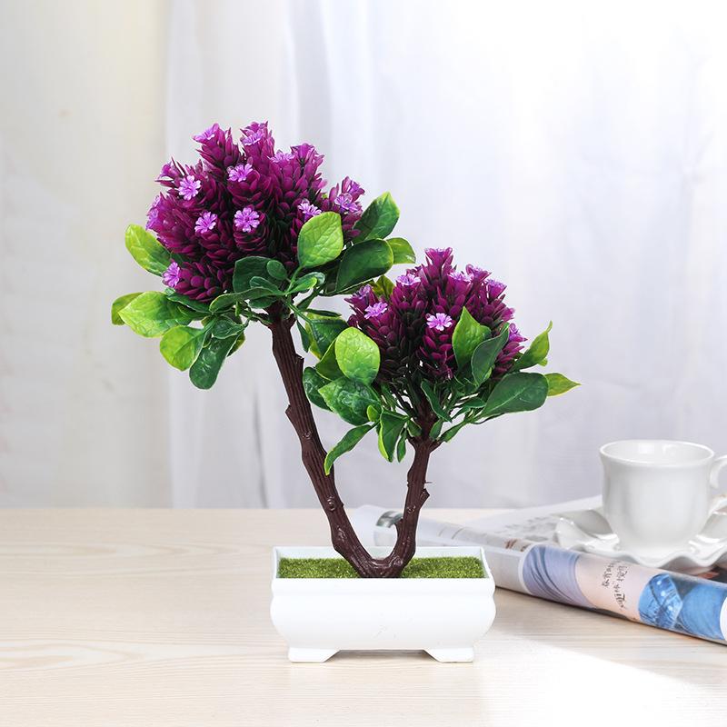 Artificial Plants Potted Bonsai Green Small Tree Plants Fake Flowers Potted Ornaments for Home Garden Decor Party Hotel Decor