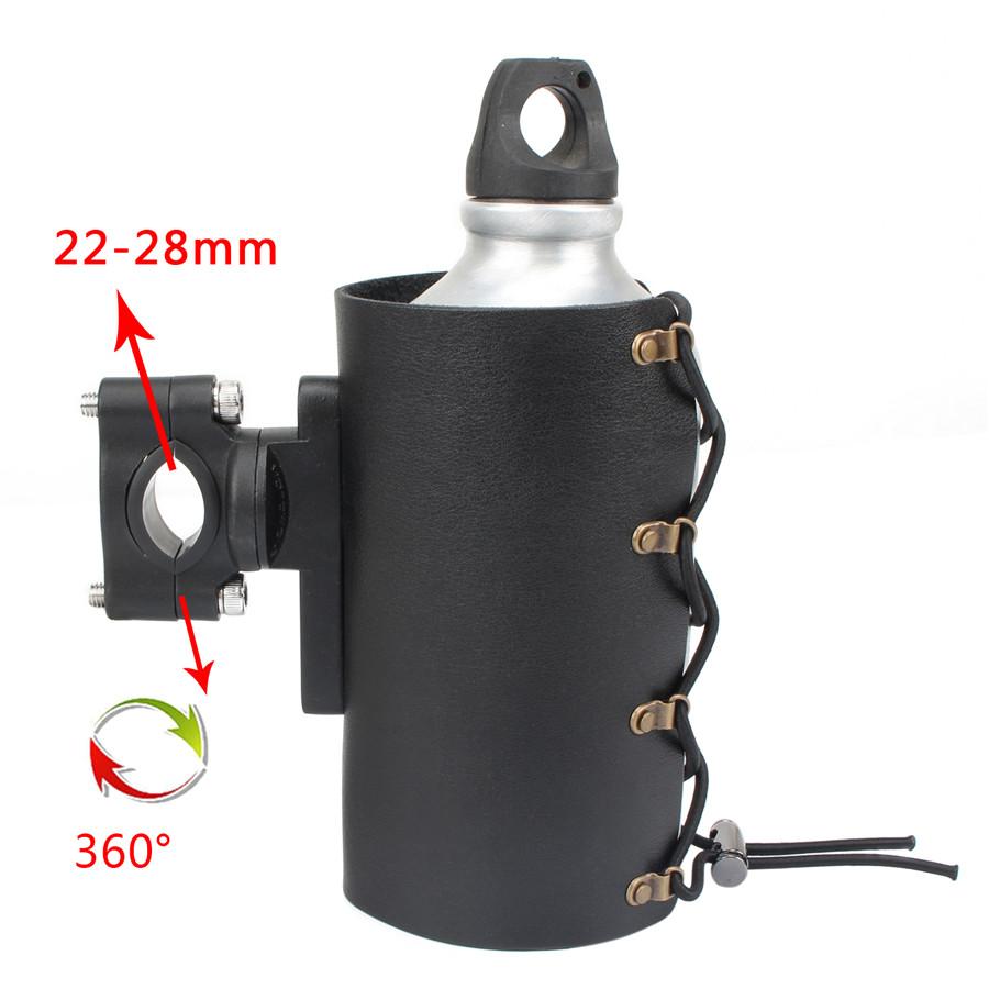 1 Pc Black Aluminum Alloy+PU Motorcycle Water Cup Bottle Bracket Handlebar Mount