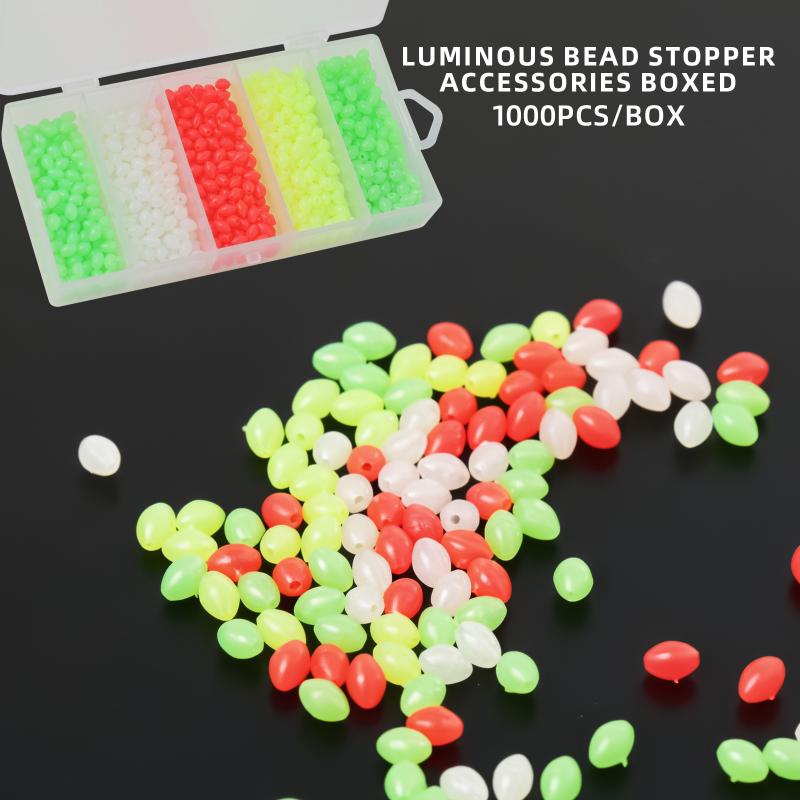 1000 szt. Luminous Fishing Space Beans Pudełko Okrągłe Kulkki Pływające Glow-In-The-Dark Stopery Koraliki do Przyponów Akcesoria do Wędkowania