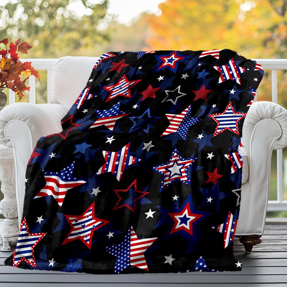 Stars Patriotic Outdoor Flannel Blankets, Outdoor travel, Home Blankets, Fan Gifts,Suitable for All Seasons, Christmas Gifts. R1127119