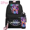 2Pcs/set Anime K-Pop Demon Hunters Printed Backpack with 750Ml Water Bottler for Teenager Girl Boy Large Capacity Waterproof Bookbag Gift