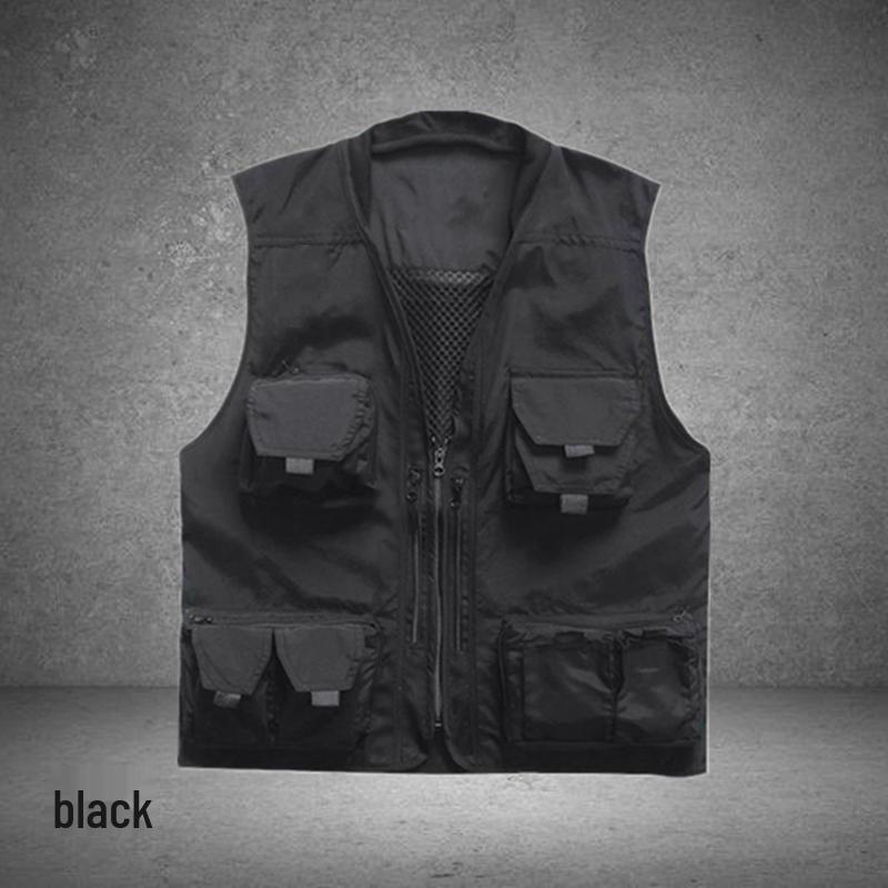 Men's Breathable Multi-Pocket Workwear Vest - Customizable Logo for Outdoor Volunteers
