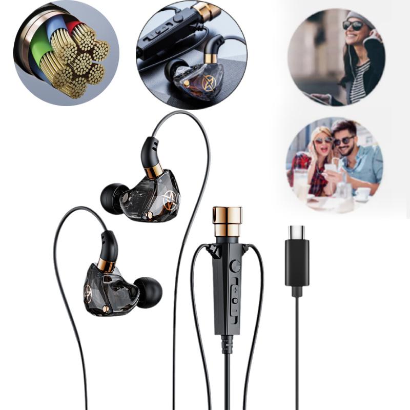 Earphones Ear In Noise Canceling Dynamic Hd Mic Recording Singing Wired C Type