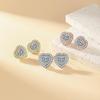 European Korean Style Heart Shaped Rhinestone Zirconia Stud Earrings for Women