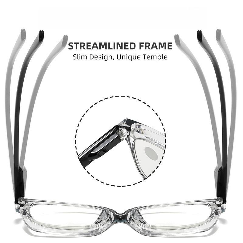 Vintage Large Frame Reading Glasses Fashion Anti Blue Light High-definition Eye Protection Spring Leg Glasses Diopter To +4.0