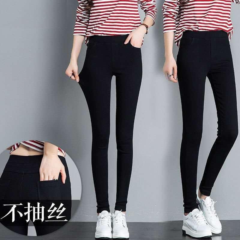 Autumn and Winter New Velvet Warm Nine-point Pants, Twill Super Soft Outer Wear Women's Integrated Pants, Women's Large-size Pencil Pants