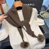British Korean Triangle Scarf With Ball Niche 100% Wool Scarf Women Headscarf Knitted Scarf Multi-functional Warm Winter Scarf