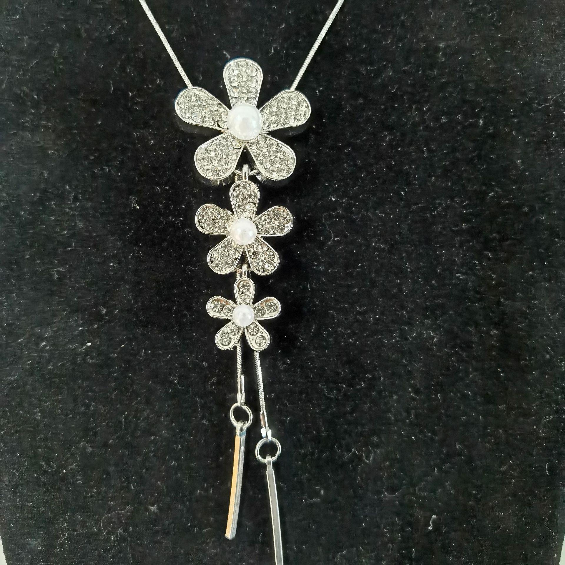 

Женская длинная цепочка для свитера с подвеской-кисточкой в виде цветка, универсальный модный аксессуар для осенне-зимней одежды