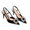 Ins Style Pure Desire Rear Empty High-heeled Sandals Women's New French Retro Temperament Pointed Side Empty Single Shoes