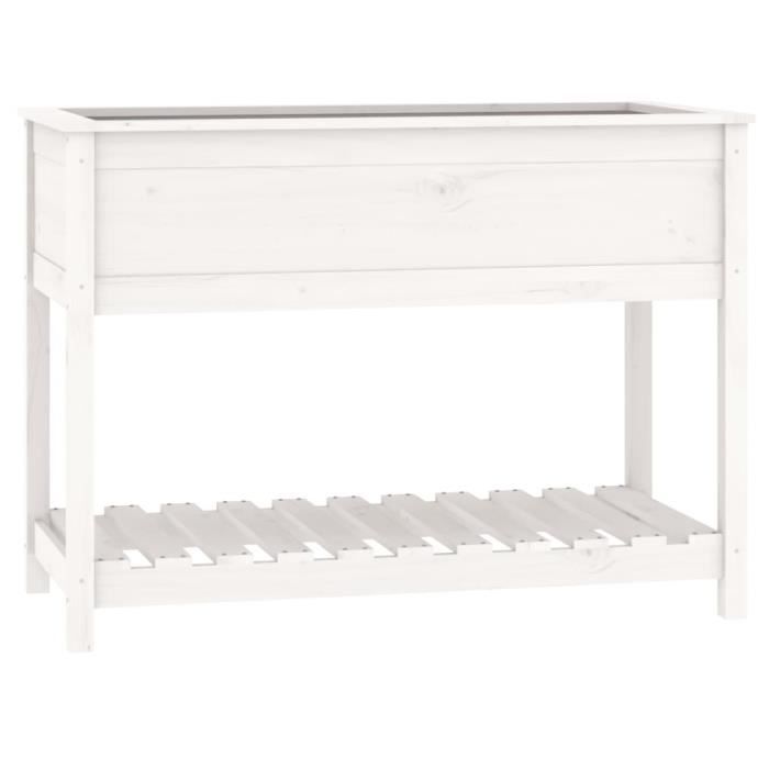 VidaXL Jardinière avec étagère Blanc 111,5x54x81 cm Bois massif de pin 823788