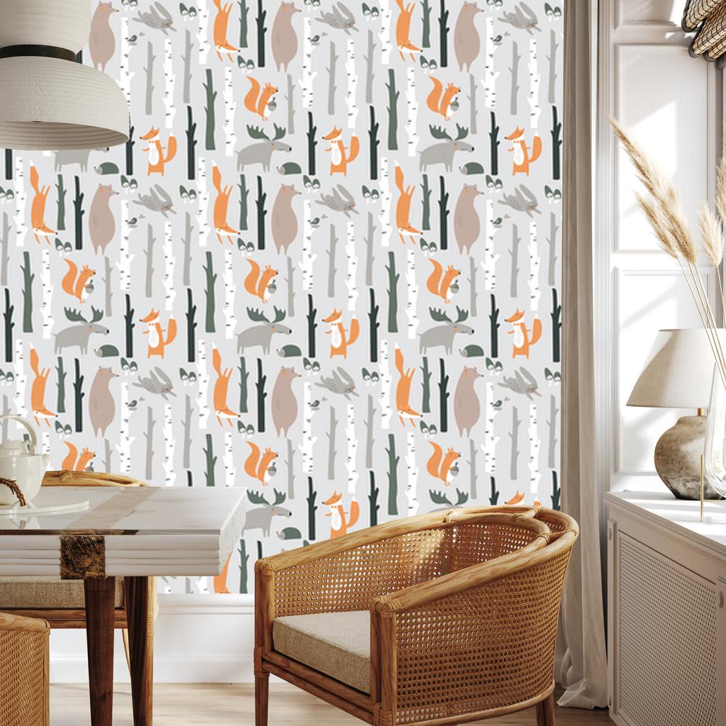 Beautiful Forest Animals Wallpaper for Living Room and Bedroom 50x1000