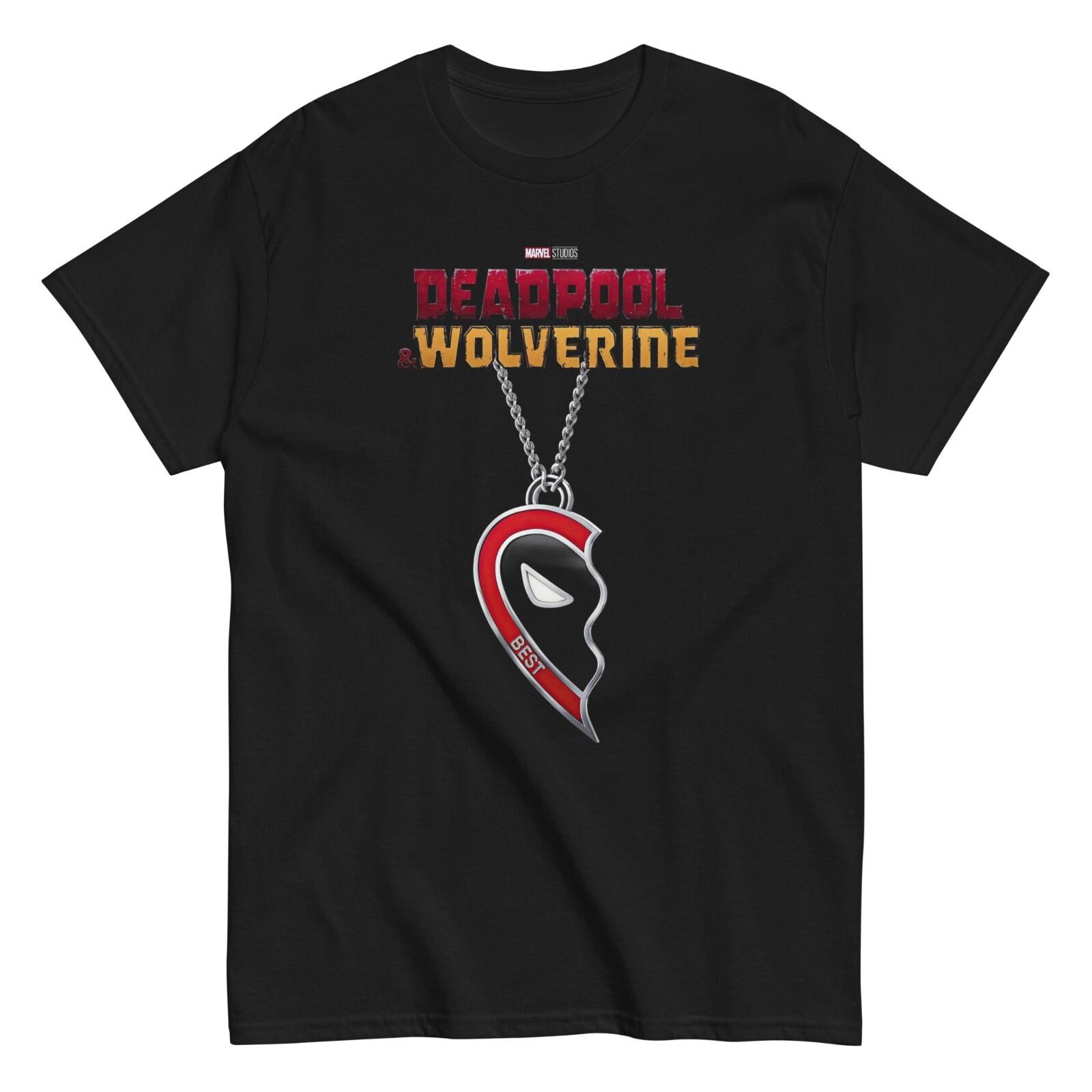 Deadpool Wolverine Deadpool Half Heart Chain T Shirt Mens X-Men Tee New Black L