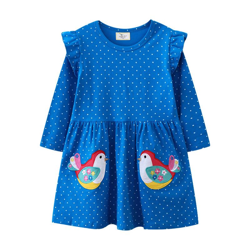 European & American Autumn Long Sleeve Girls' Embroidered Sweatshirt Dress - Cute Children's Skirt
