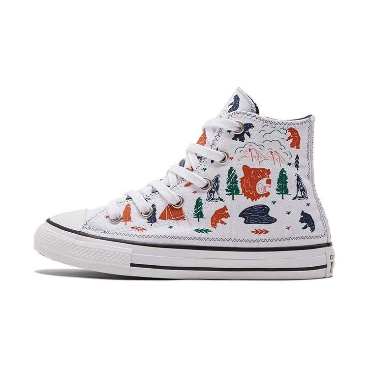 Converse Chuck Taylor All Star Comfortable Versatile High-Top Canvas Shoes Kids Sneakers White Orange 672439C