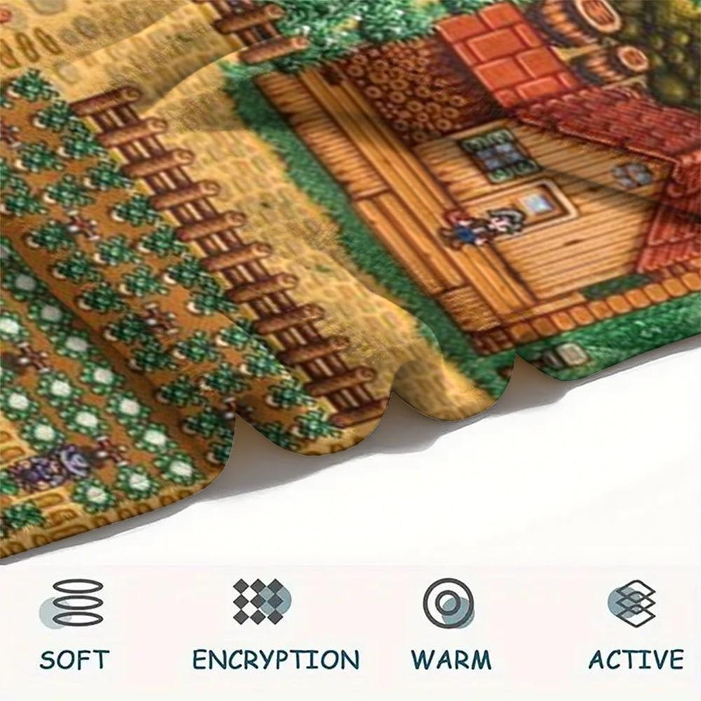 1PC Stardew Valley Print Flannel Blanket, High quality Comfortable for All Seasons, Home Decor, Warmth and Comfort, Perfect for Christmas Gifts179